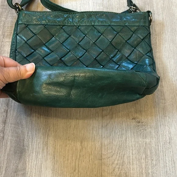 Anthropologie Vilenca Holland Green Leather Wove Bag - Picture 3 of 10